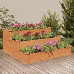 Lit surélevé de jardin marron 120x120x56cm bois massif de sapin alsavelo