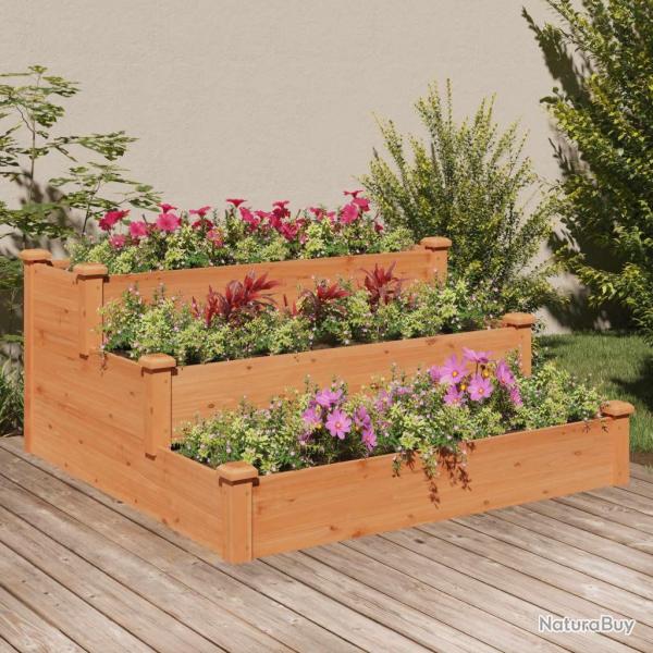 Lit surlev de jardin marron 120x120x56cm bois massif de sapin alsavelo