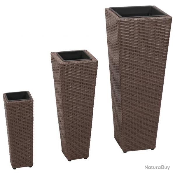Lits surlevs de jardin 3 pcs Rsine tresse Marron alsavelo