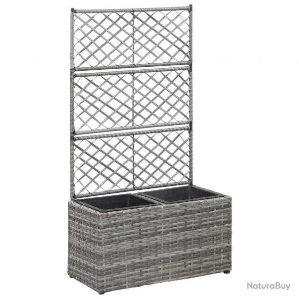 Lit surlev en treillis 2 pots 58x30x107cm Rsine tresse Gris alsavelo