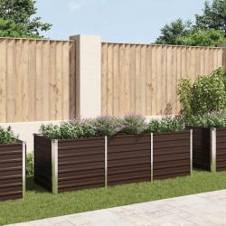 Lit surélevé de jardin Marron 240x80x77 cm Acier galvanisé alsavelo