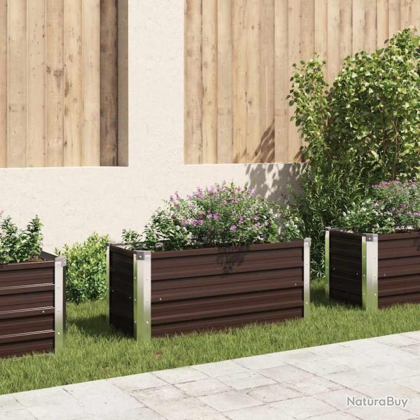Lit surlev de jardin Marron 100x40x45 cm Acier galvanis alsavelo