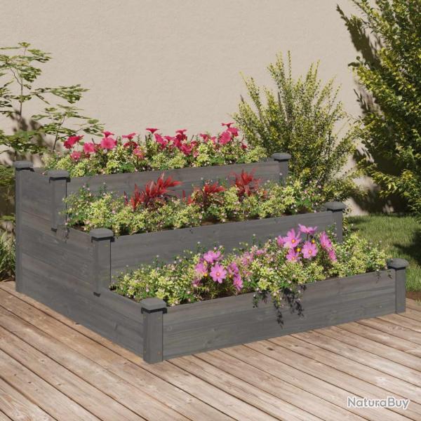 Lit surlev de jardin gris 120x120x56 cm bois massif de sapin alsavelo