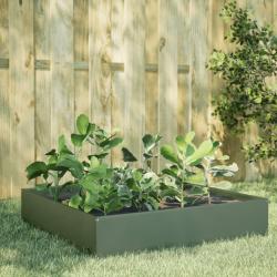 Lit surélevé de jardin vert olive 100x100x33,5 cm acier alsavelo