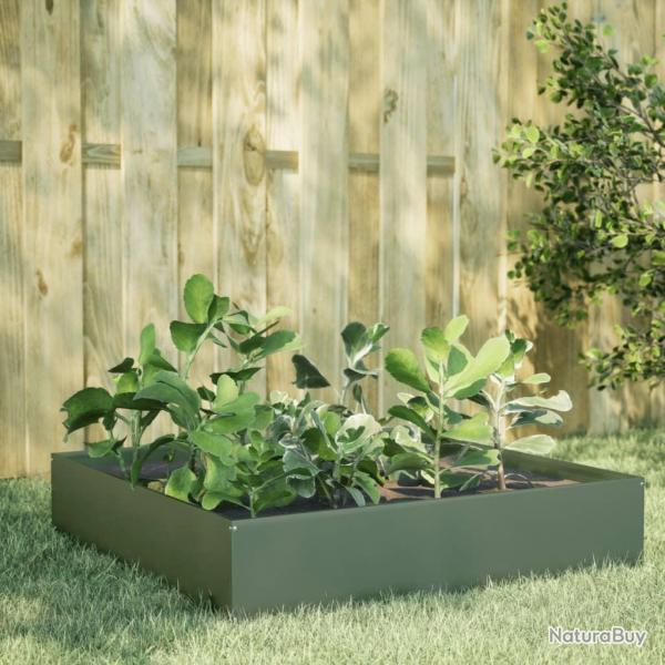 Lit surlev de jardin vert olive 100x100x33,5 cm acier alsavelo
