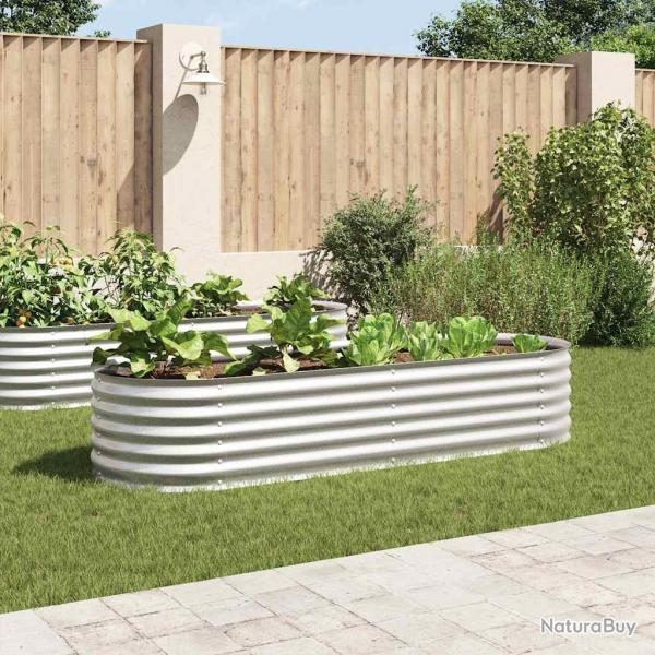 Lit surlev de jardin 240x80x44 cm Acier galvanis Argent alsavelo