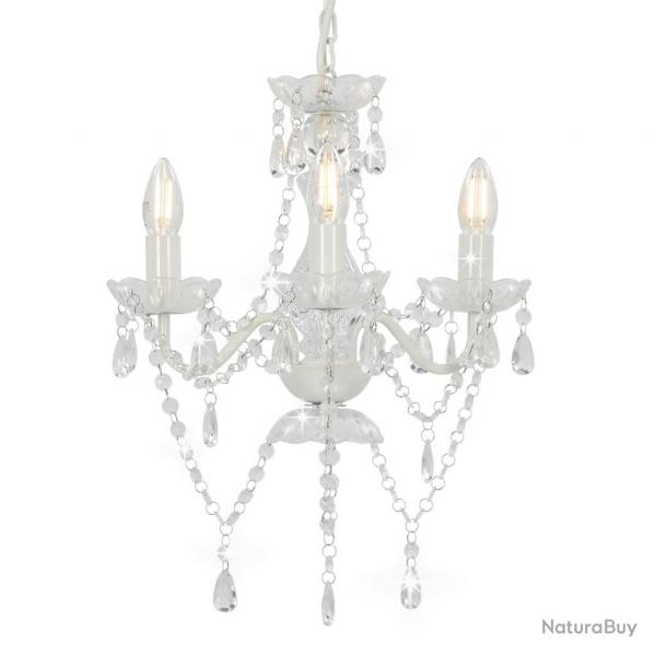 Lustre avec perles Blanc Rond 3 x E14 alsavelo