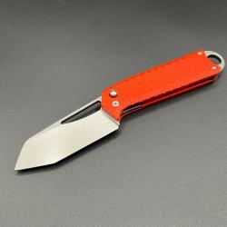 Couteau Ketuo Ventr Orange Lame Tanto Acier 14C28N Manche G10 Button/Linerlock KETM017