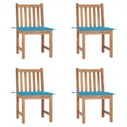 Chaises de jardin lot de 4 avec coussins Bois de teck massif alsavelo