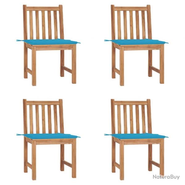 Chaises de jardin lot de 4 avec coussins Bois de teck massif alsavelo