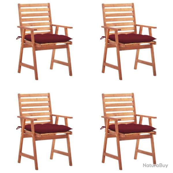 Chaises  manger d'extrieur lot de 4 et coussins Acacia massif alsavelo