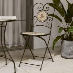 Chaises de bistro pliables lot de 2 terre cuite blanc céramique alsavelo