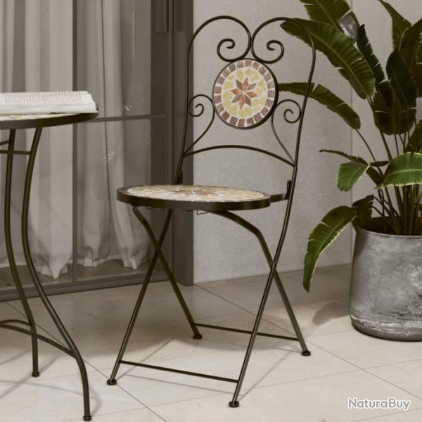 Chaises de bistro pliables lot de 2 terre cuite blanc cramique