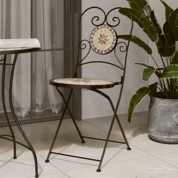 Chaises de bistro pliables lot de 2 terre cuite blanc cramique alsavelo