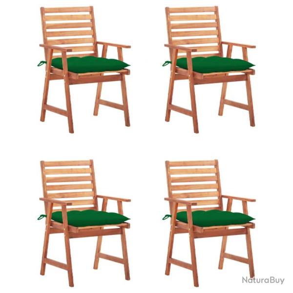 Chaises  manger d'extrieur lot de 4 et coussins Acacia massif alsavelo