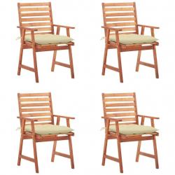 Chaises à manger d'extérieur lot de 4 et coussins Acacia massif alsavelo