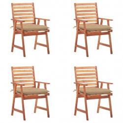 Chaises à manger d'extérieur lot de 4 et coussins Acacia massif alsavelo