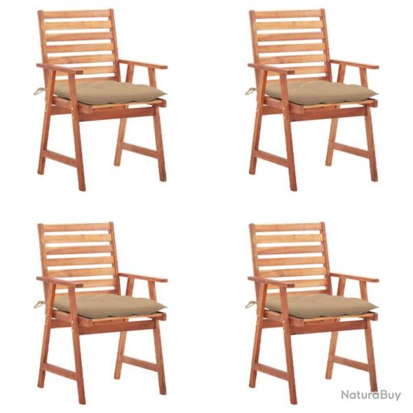 Chaises  manger d'extrieur lot de 4 et coussins Acacia massif alsavelo