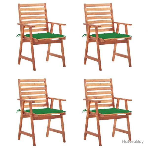 Chaises  manger d'extrieur lot de 4 et coussins Acacia massif alsavelo