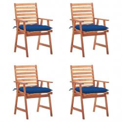 Chaises à manger d'extérieur lot de 4 et coussins Acacia massif alsavelo