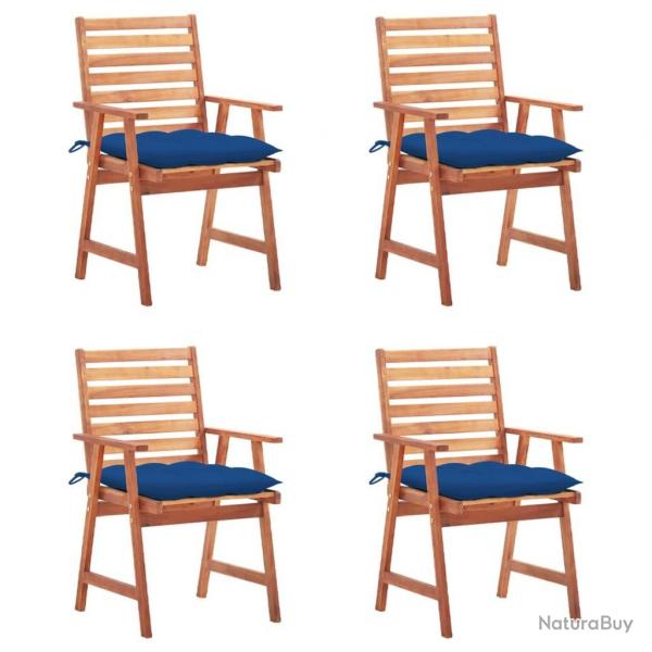 Chaises  manger d'extrieur lot de 4 et coussins Acacia massif alsavelo