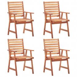 Chaises à manger d'extérieur lot de 4 Acacia massif alsavelo