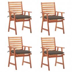 Chaises à manger d'extérieur lot de 4 et coussins Acacia massif alsavelo