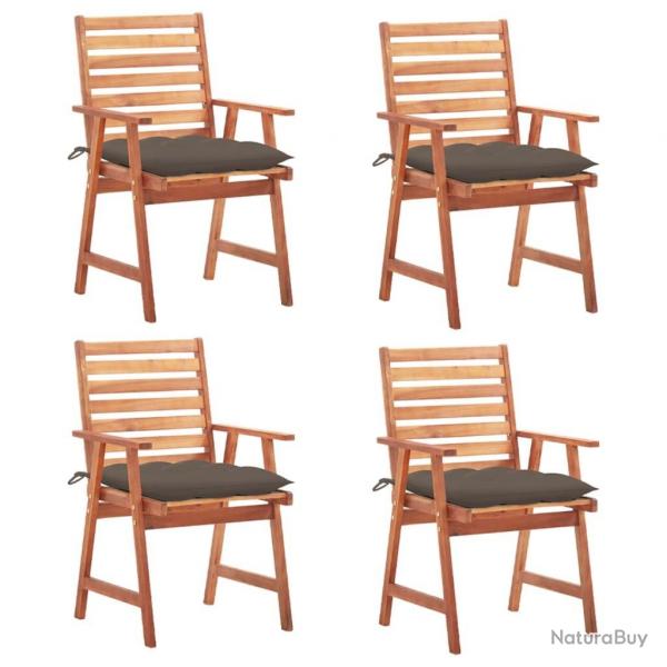 Chaises  manger d'extrieur lot de 4 et coussins Acacia massif alsavelo