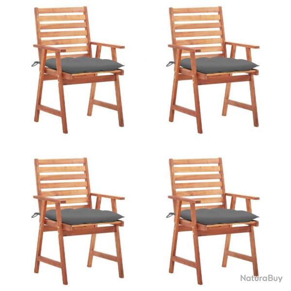Chaises  manger d'extrieur lot de 4 et coussins Acacia massif alsavelo