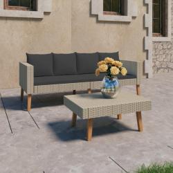 Salon de jardin 2 pcs avec coussins Résine tressée Beige