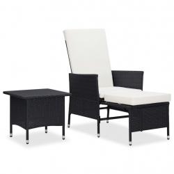 Salon de jardin 2 pcs avec coussins Résine tressée Noir alsavelo