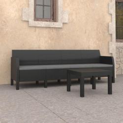 Salon de jardin 2 pcs avec coussins PP Rotin Anthracite