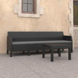 Salon de jardin 2 pcs avec coussins PP Rotin Anthracite alsavelo