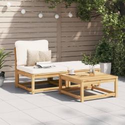 Salon de jardin 3 pcs avec coussins bois massif d'acacia