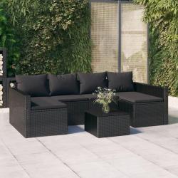 Salon de jardin 2 pcs avec coussins Noir Résine tressée alsavelo
