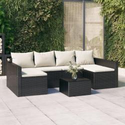 Salon de jardin 2 pcs avec coussins Noir Résine tressée alsavelo