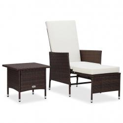 Salon de jardin 2 pcs avec coussins Résine tressée Marron alsavelo