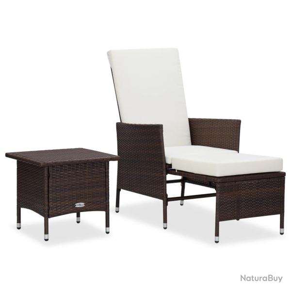 Salon de jardin 2 pcs avec coussins Rsine tresse Marron alsavelo