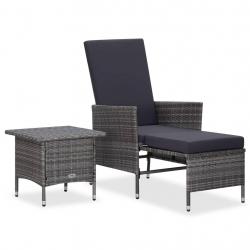 Salon de jardin 2 pcs avec coussins Résine tressée Gris alsavelo