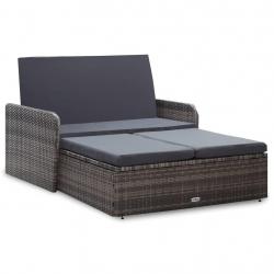 Salon de jardin 2 pcs avec coussins Résine tressée Gris alsavelo