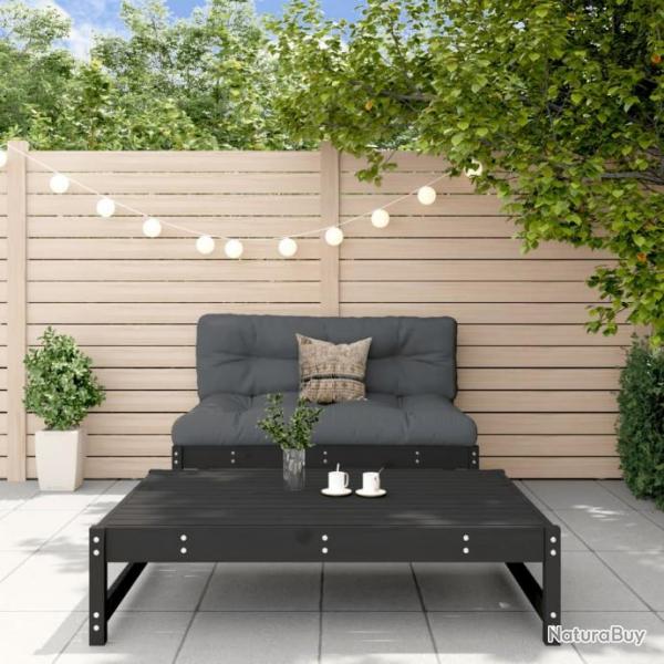 Salon de jardin 2 pcs noir bois massif de pin