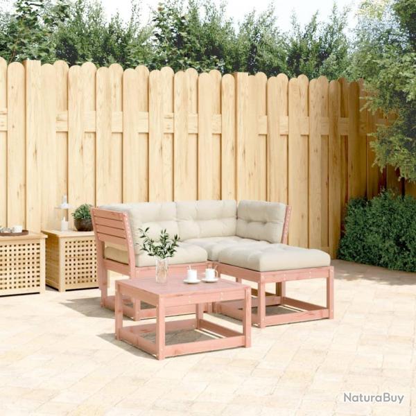 Salon de jardin 3 pcs avec coussins bois massif douglas alsavelo