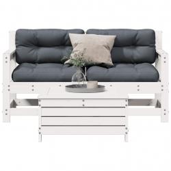 Salon de jardin 3 pcs avec coussins blanc bois de pin massif alsavelo