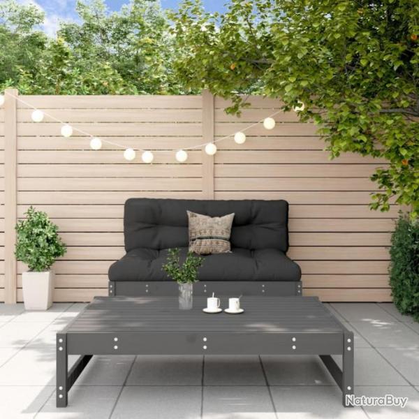 Salon de jardin 2 pcs gris bois massif de pin