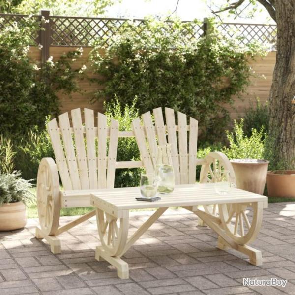 Salon de jardin 2 pcs bois de sapin massif