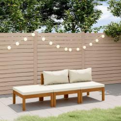 Salon de jardin 3 pcs avec coussin crème Bois d'acacia solide alsavelo