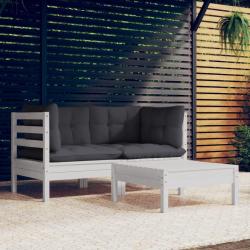 Salon de jardin 3 pcs avec coussins anthracite bois de pin alsavelo