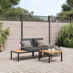 Salon de jardin 3 pcs avec coussins noir aluminium