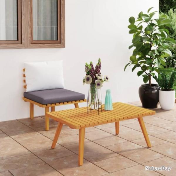 Salon de jardin 2 pcs avec coussins Bois d'acacia solide