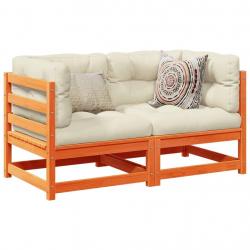Salon de jardin 2 pcs avec coussins cire marron bois pin massif alsavelo